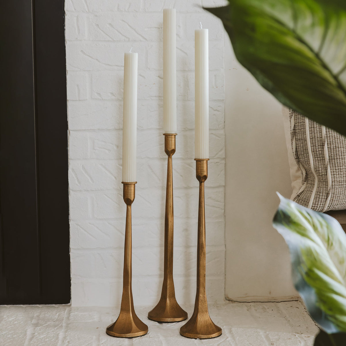 Gold Cast Iron Taper Candle Holders - Sweet Water Decor, view 2