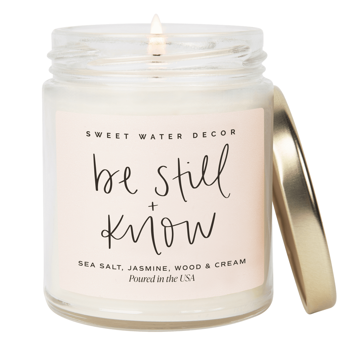 Be Still and Know Soy Candle - Clear Jar - 9 oz (Spa Day) - Sweet Water Decor