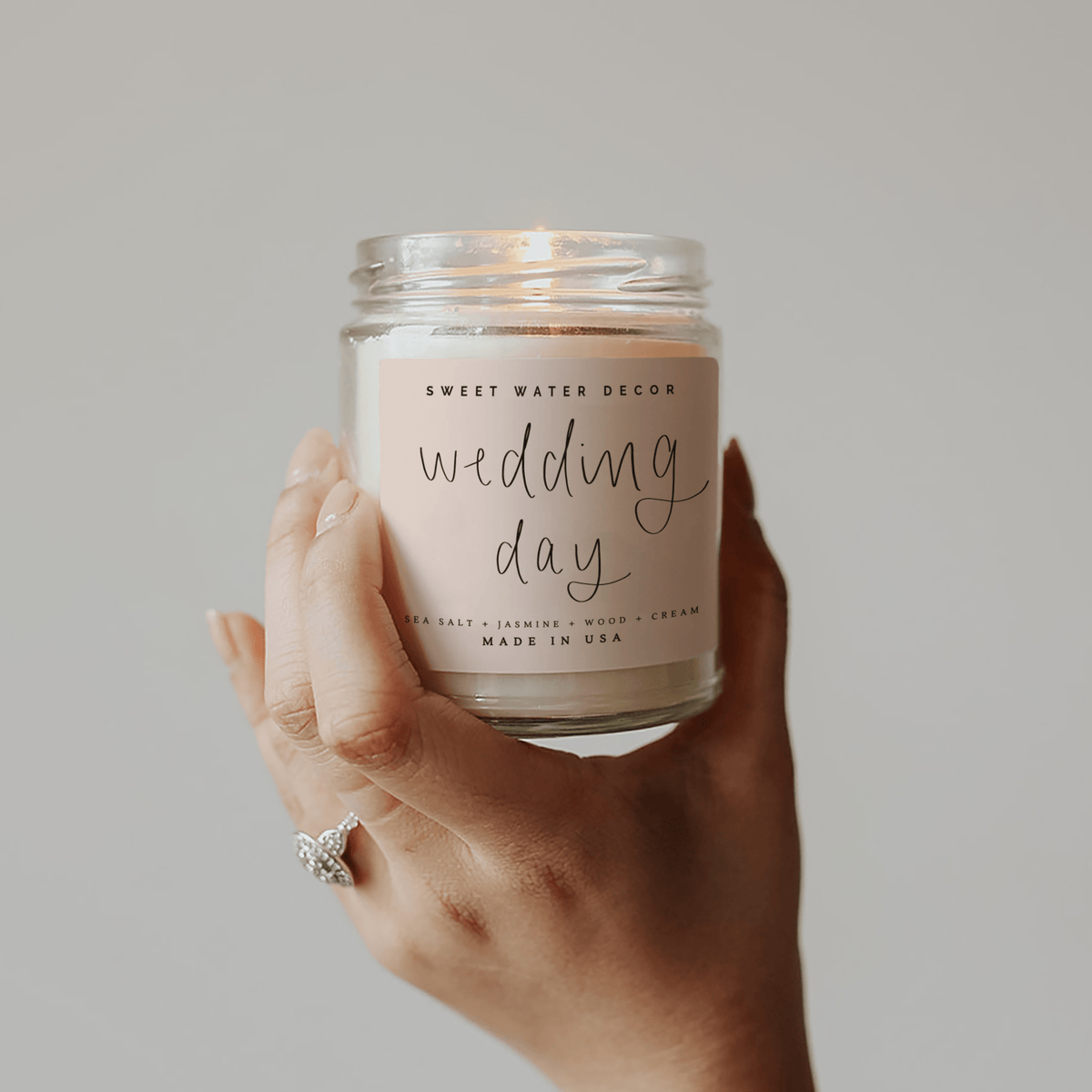 Wedding Day Soy Candle - Clear Jar - 9 oz (Spa Day) - Sweet Water Decor, view 4