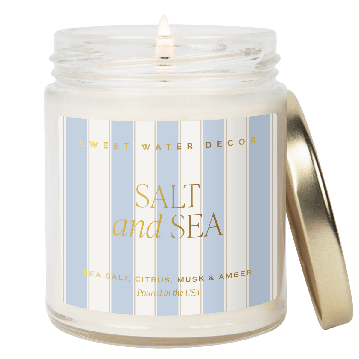 Salt and Sea Soy Patterned Candle - Clear Jar - 9 oz - Sweet Water Decor