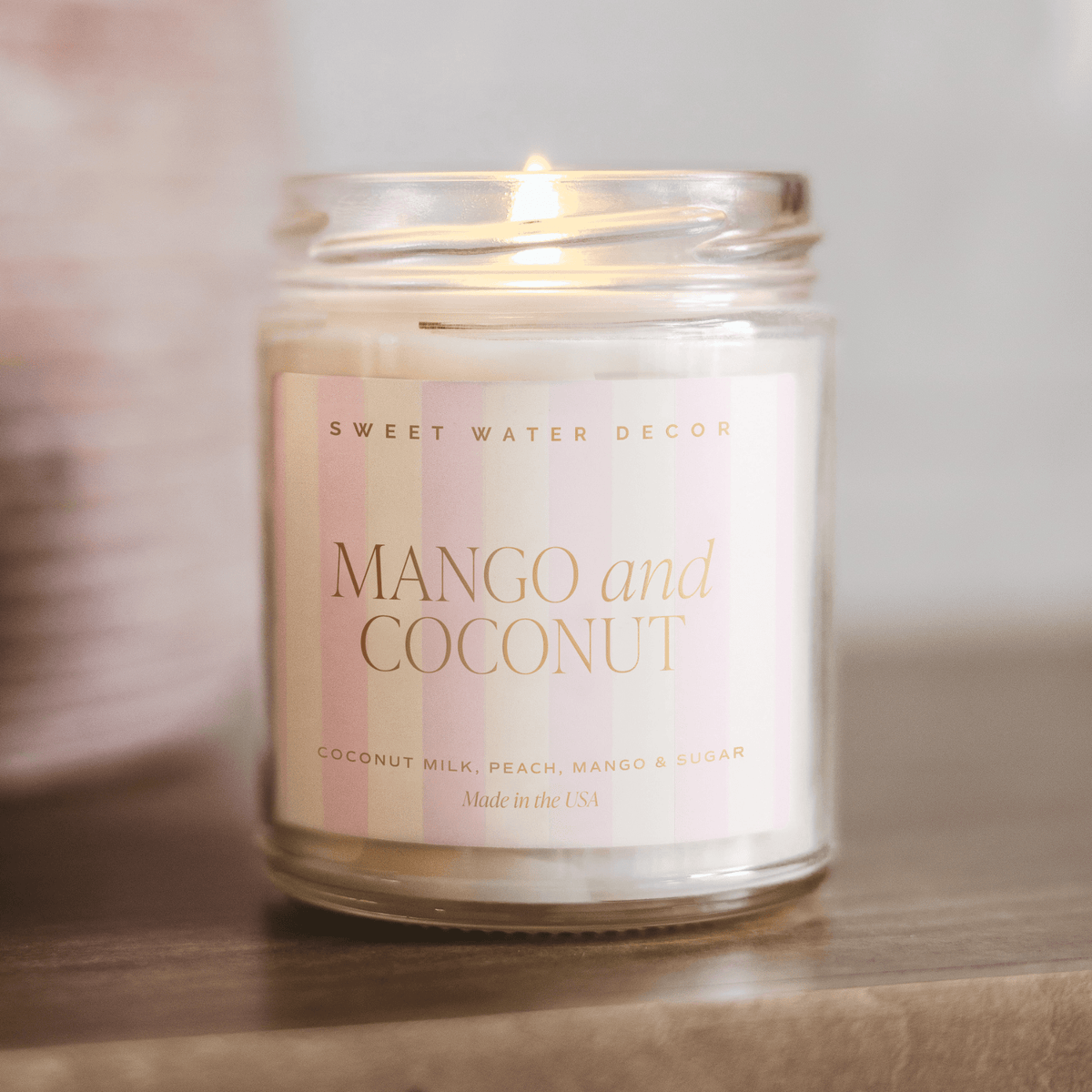 Mango and Coconut Soy Patterned Candle - Clear Jar - 9 oz - Sweet Water Decor, view 3