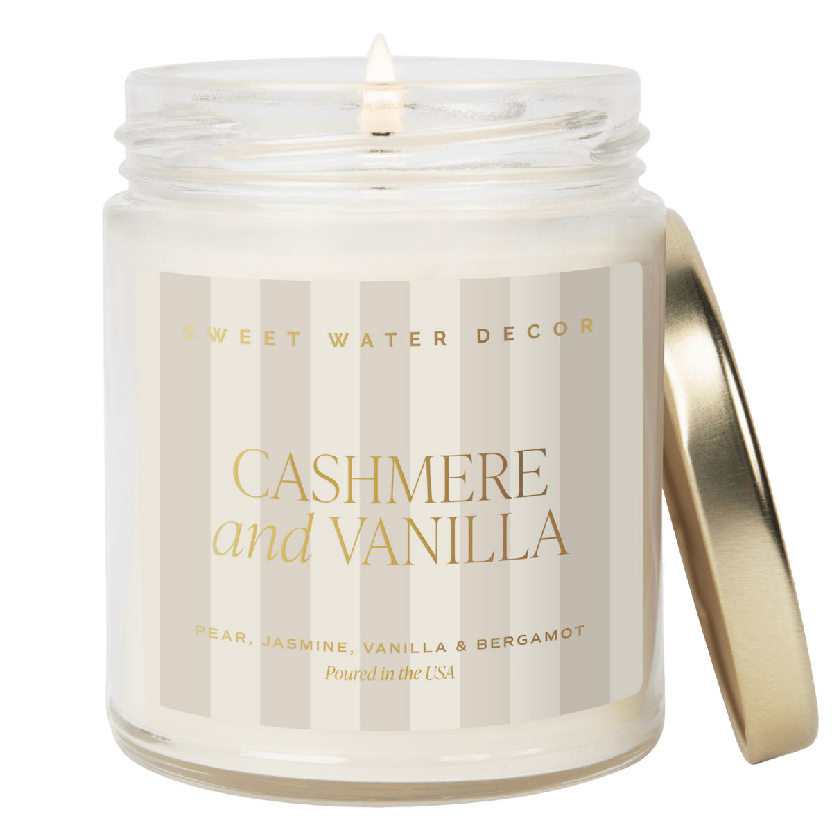 Cashmere and Vanilla Soy Patterned Candle - Clear Jar - 9 oz - Sweet Water Decor