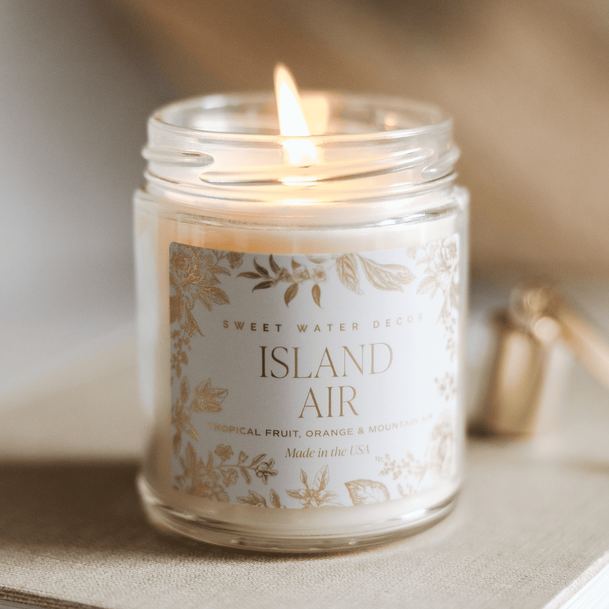 Island Air Soy Patterned Candle - Clear Jar - 9 oz - Sweet Water Decor, view 2