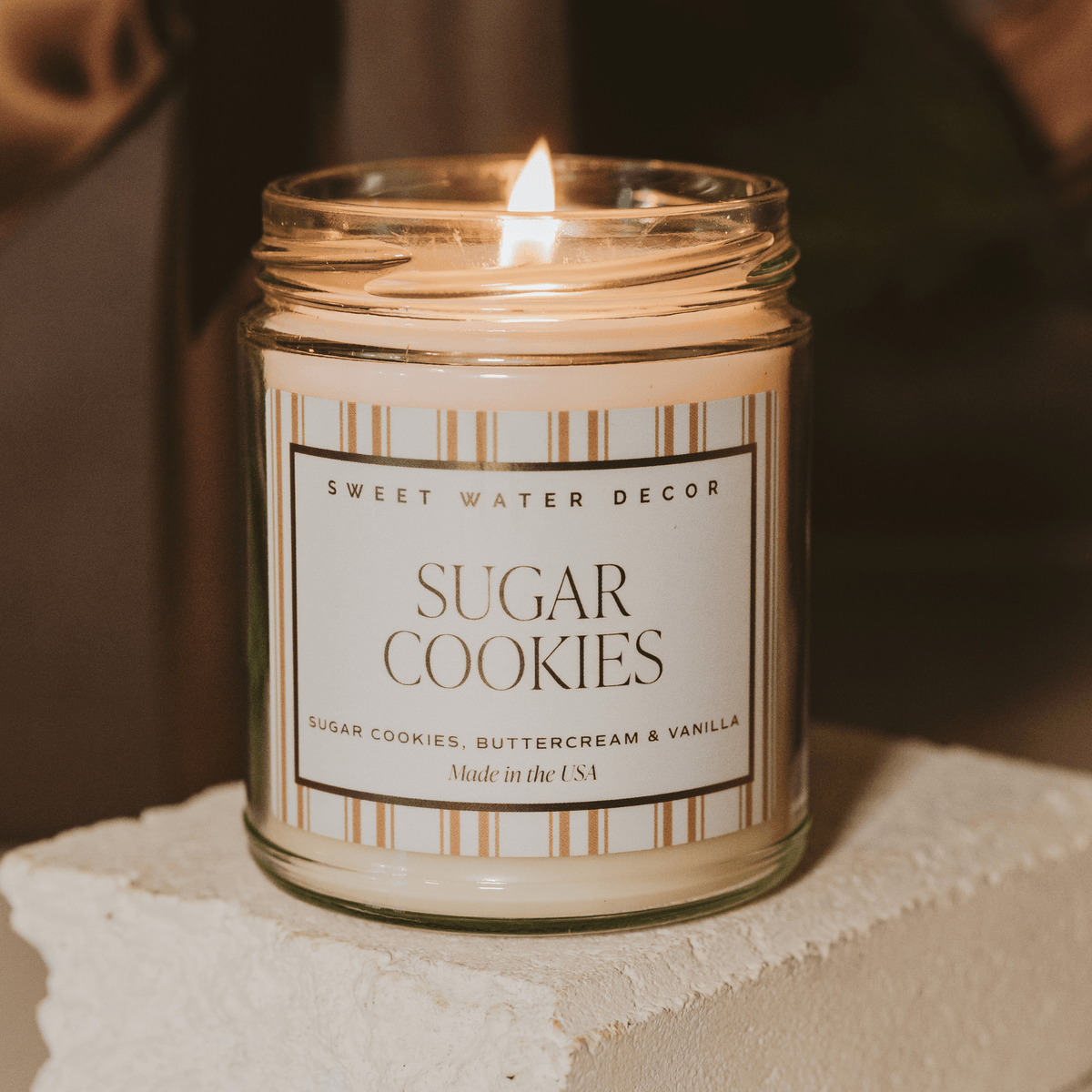 Sugar Cookies Soy Candle - 9 oz Patterned Clear Jar - Sweet Water Decor, view 2