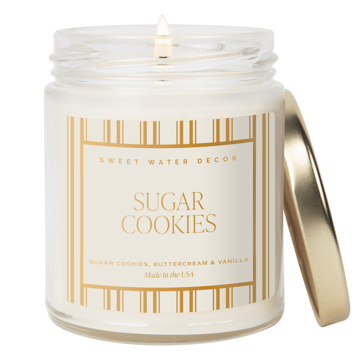 Sugar Cookies Soy Candle - 9 oz Patterned Clear Jar - Sweet Water Decor
