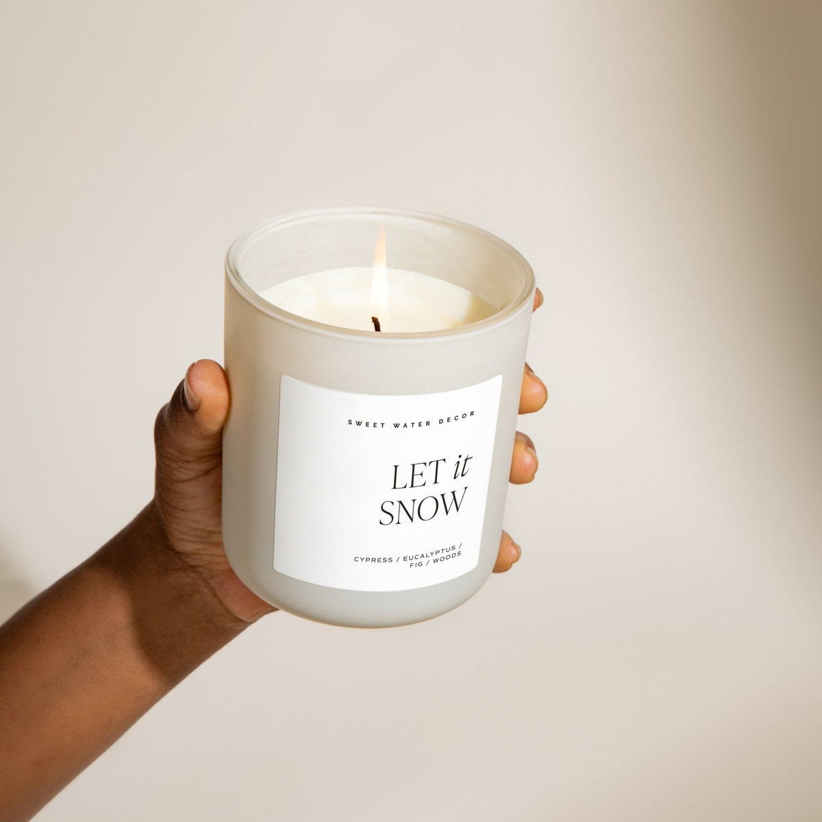 Let It Snow Soy Candle - Tan Matte Jar - 15 oz - Sweet Water Decor, view 5