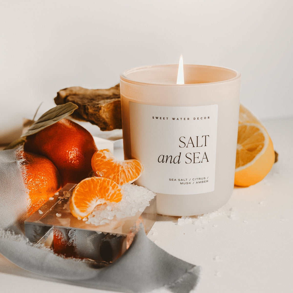 Salt and Sea Soy Candle - Tan Matte Jar - 15 oz - Sweet Water Decor, view 3