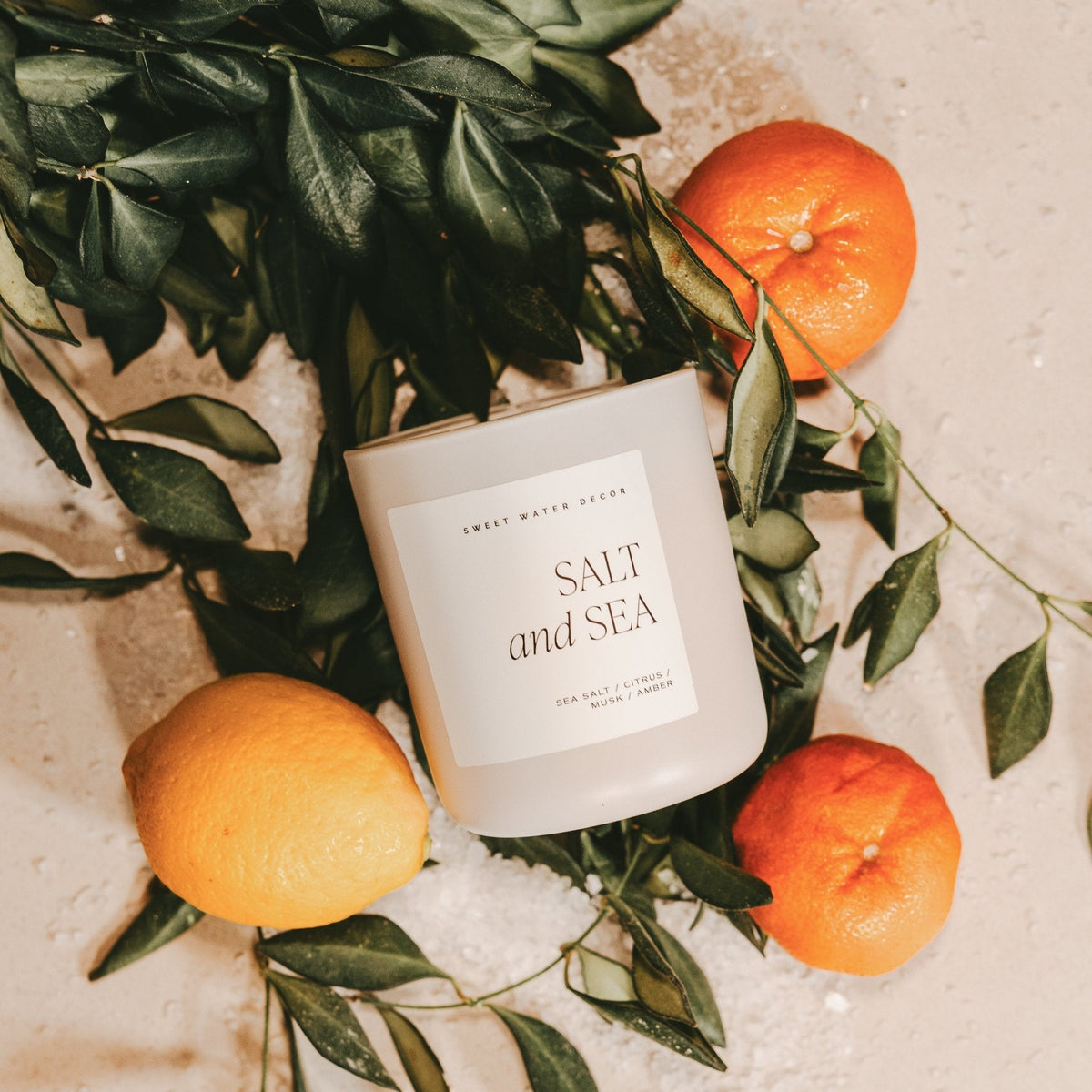 Salt and Sea Soy Candle - Tan Matte Jar - 15 oz - Sweet Water Decor, view 4