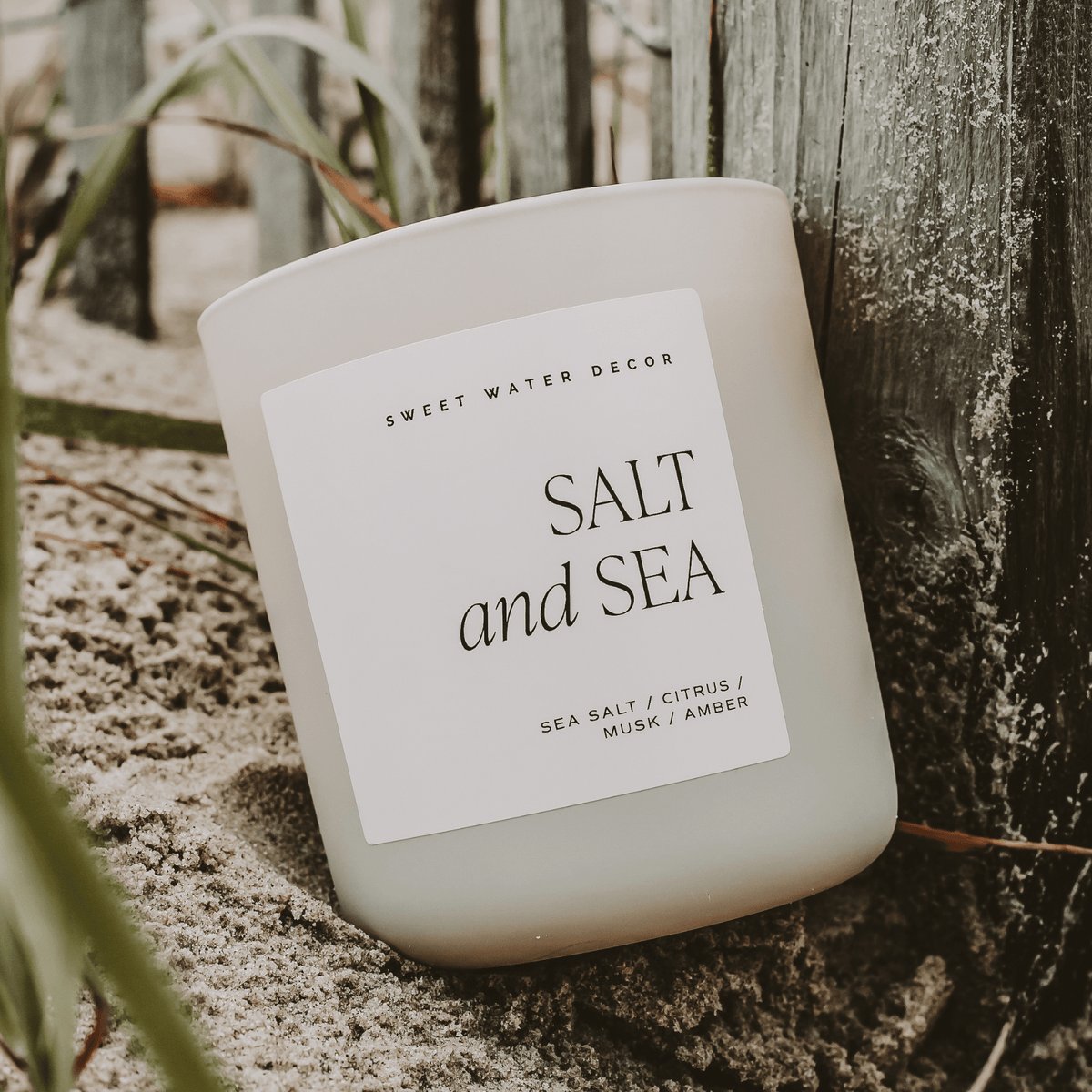 Salt and Sea Soy Candle - Tan Matte Jar - 15 oz - Sweet Water Decor, view 2