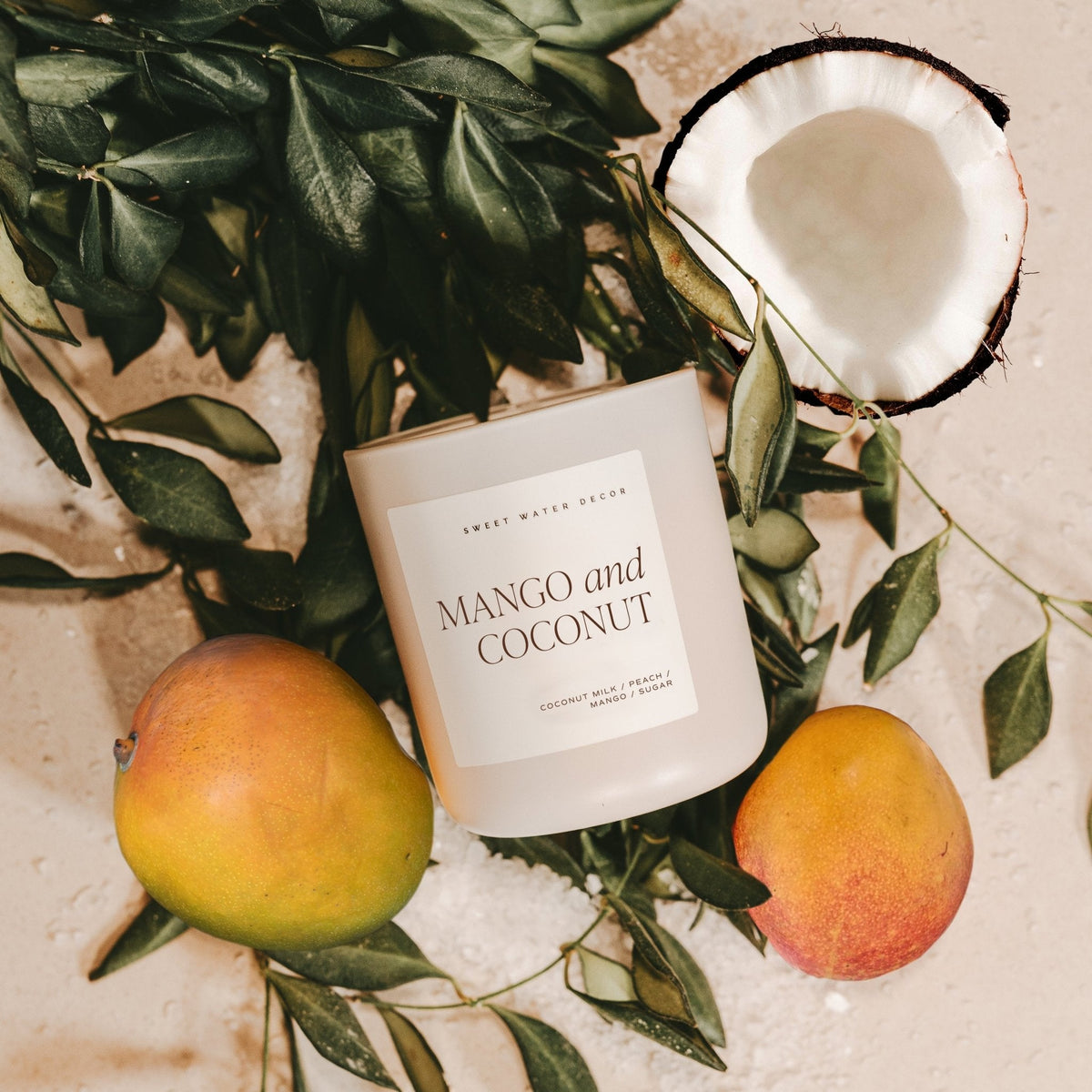 Mango and Coconut Soy Candle - Tan Matte Jar - 15 oz - Sweet Water Decor, view 2
