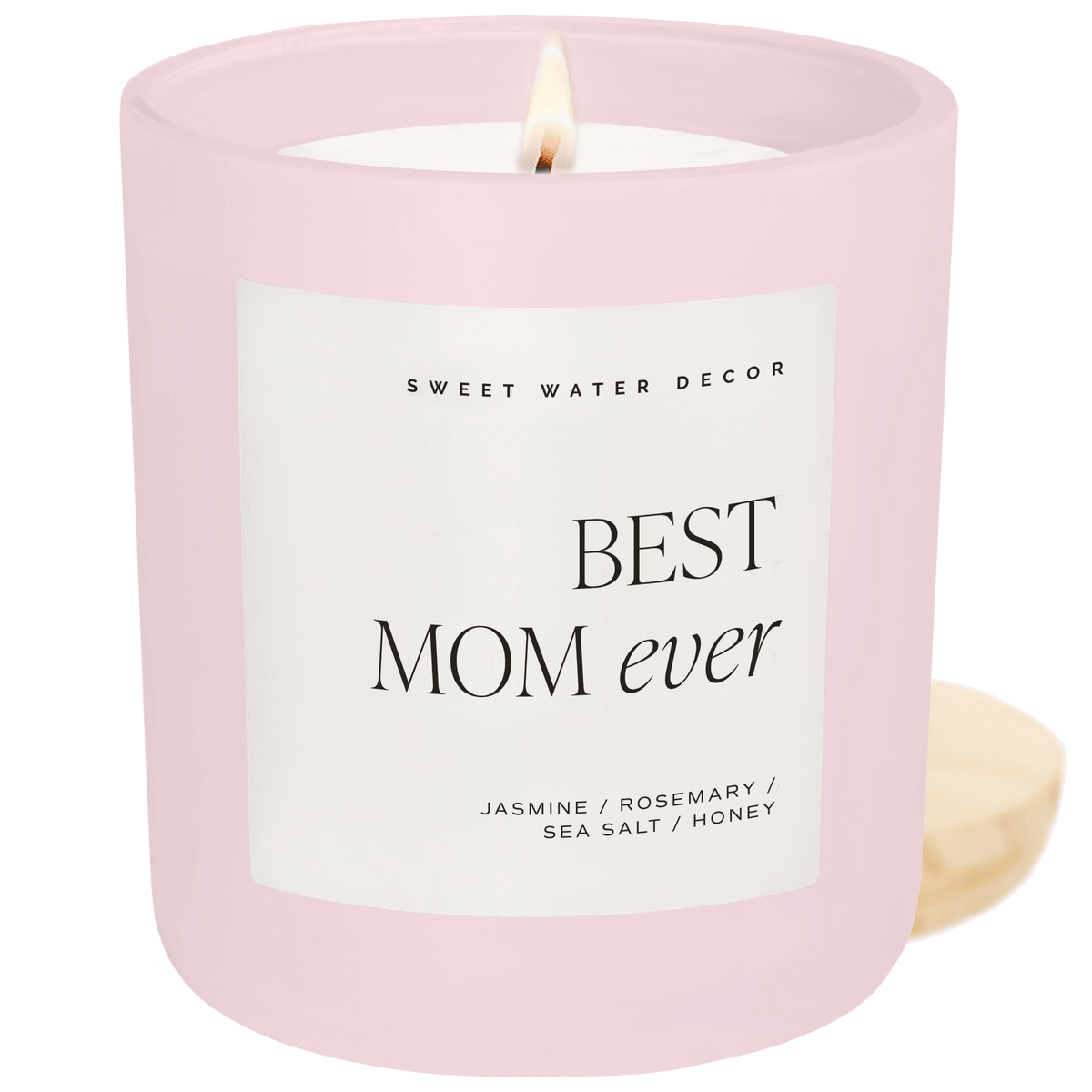 Best Mom Ever Soy Candle - Pink Matte Jar - 15 oz (Wildflowers and Salt) - Sweet Water Decor