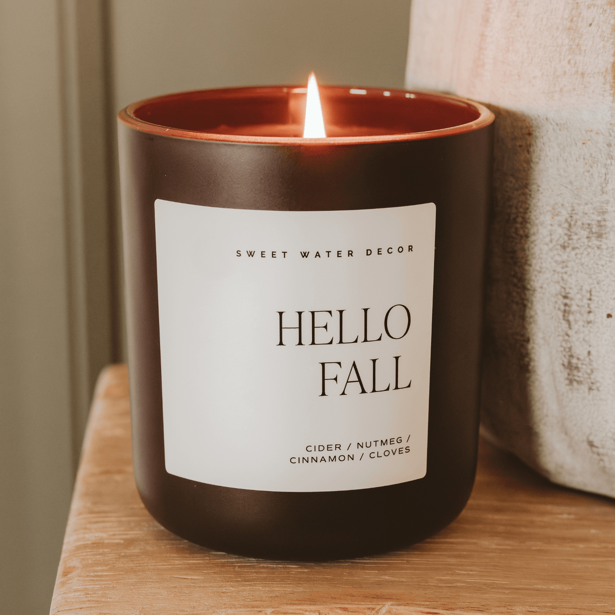 Hello Fall Soy Candle - Brown Matte Jar - 15 oz - Sweet Water Decor, view 2