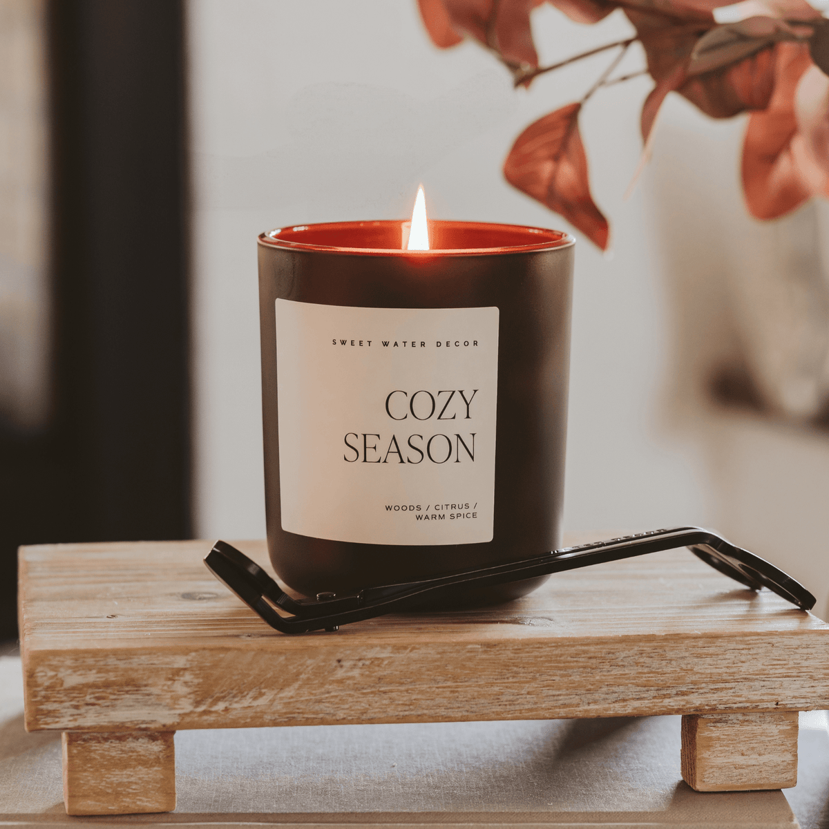 Cozy Season Soy Candle - Brown Matte Jar - 15 oz - Sweet Water Decor, view 2
