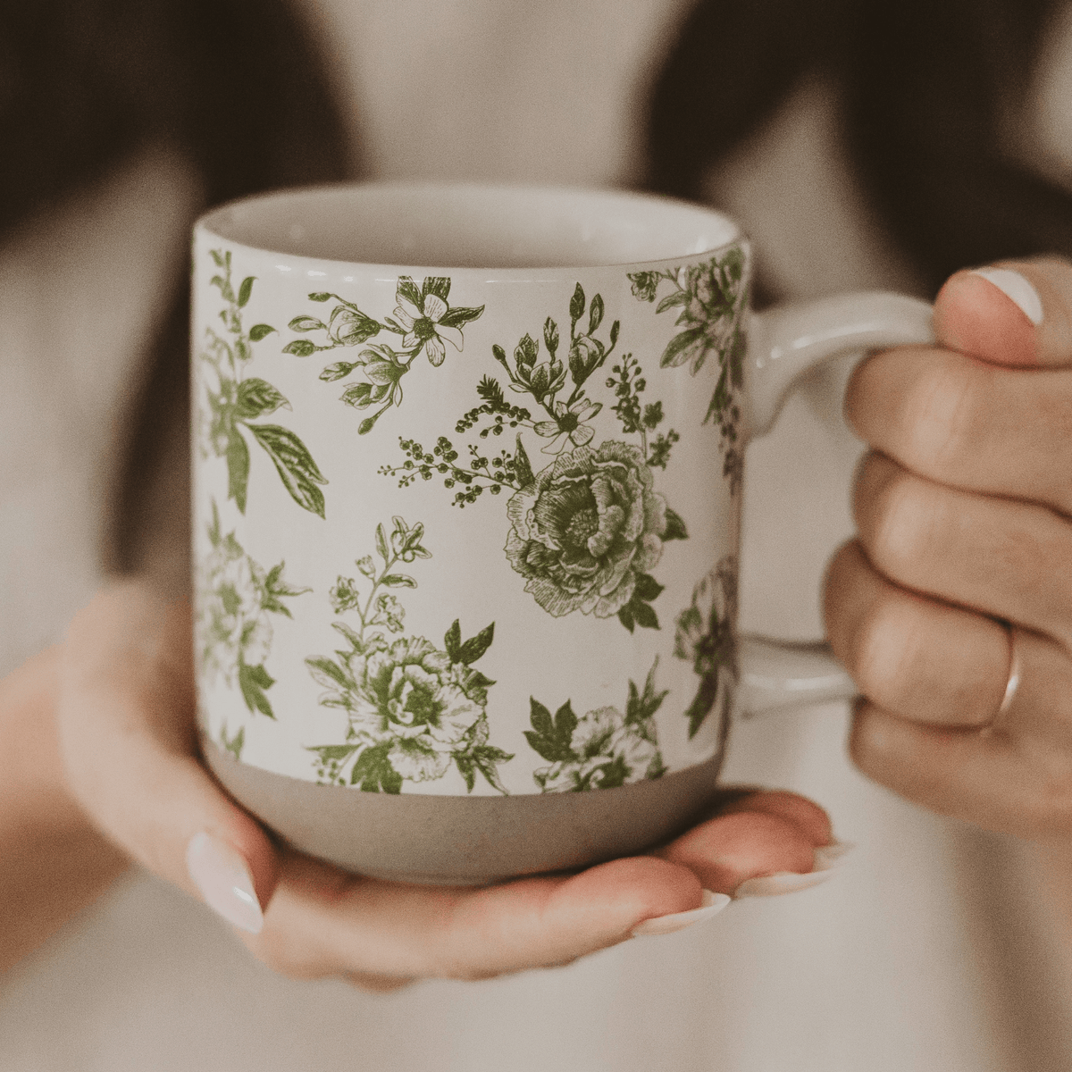 Green Delft 14 oz Stoneware Coffee Mug - Sweet Water Decor, view 4