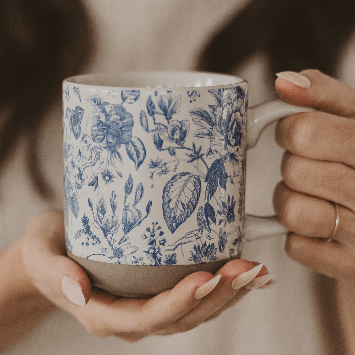 Blue Delft 14 oz Stoneware Coffee Mug - Sweet Water Decor, view 3