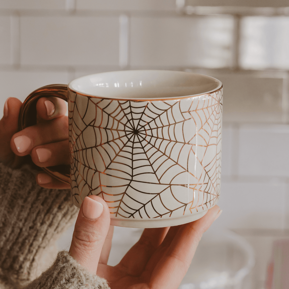 Spiderwebs 14 oz Gold Handle Coffee Mug - Sweet Water Decor, view 3