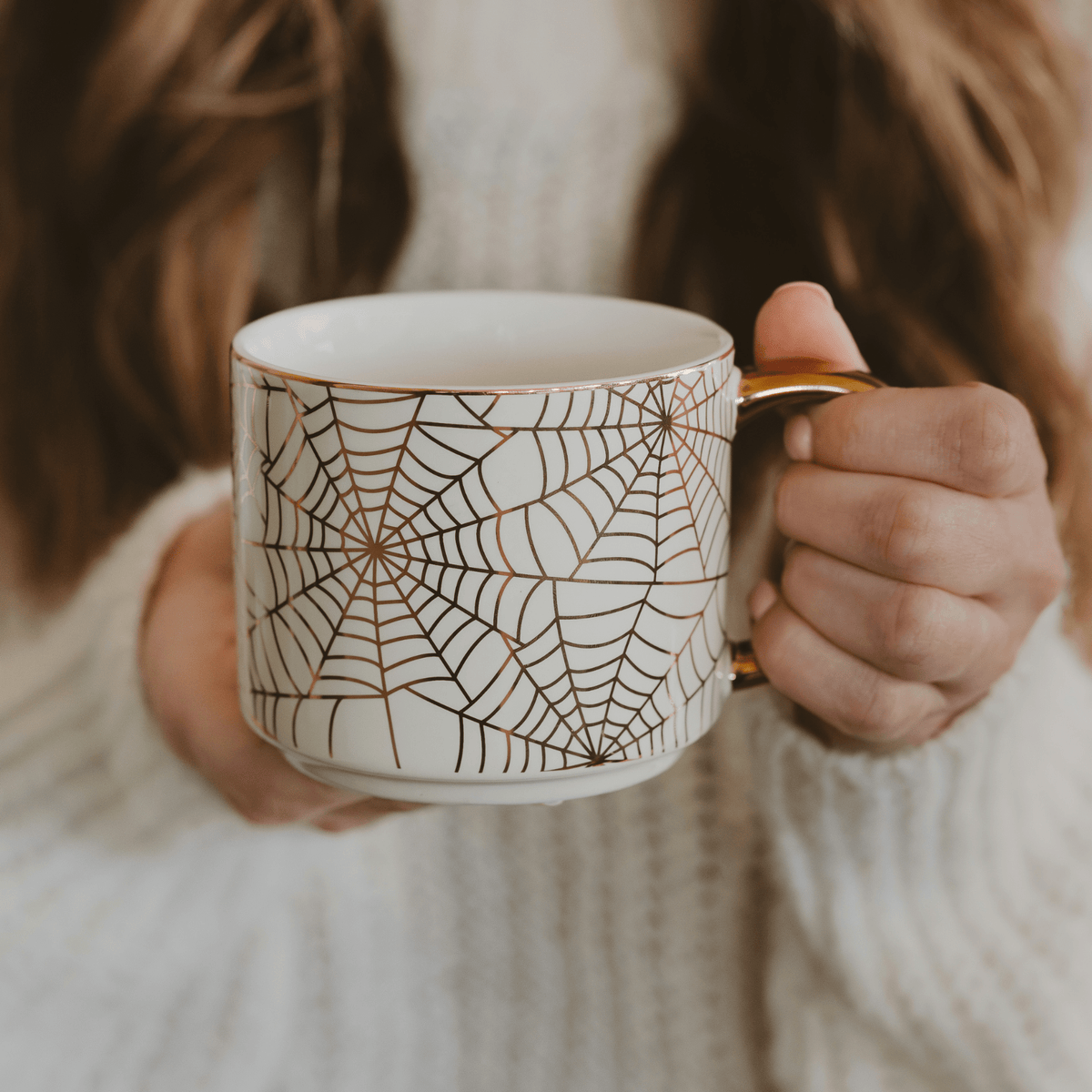 Spiderwebs 14 oz Gold Handle Coffee Mug - Sweet Water Decor, view 4