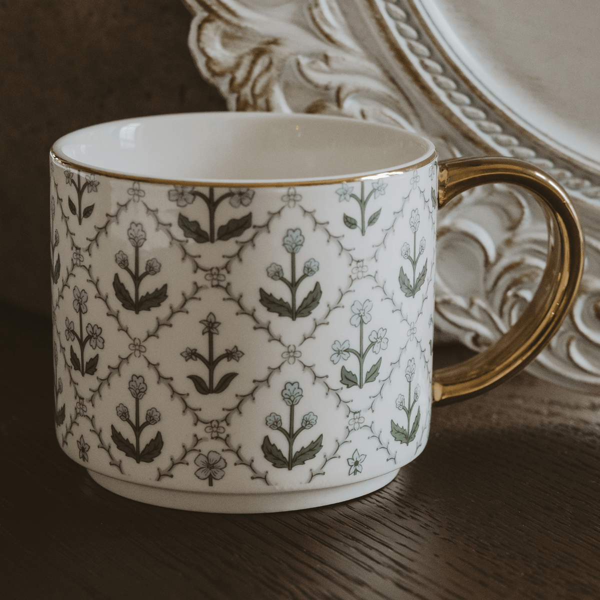 Floral Quilt 14 oz Coffee Mug - Sweet Water Decor, view 4