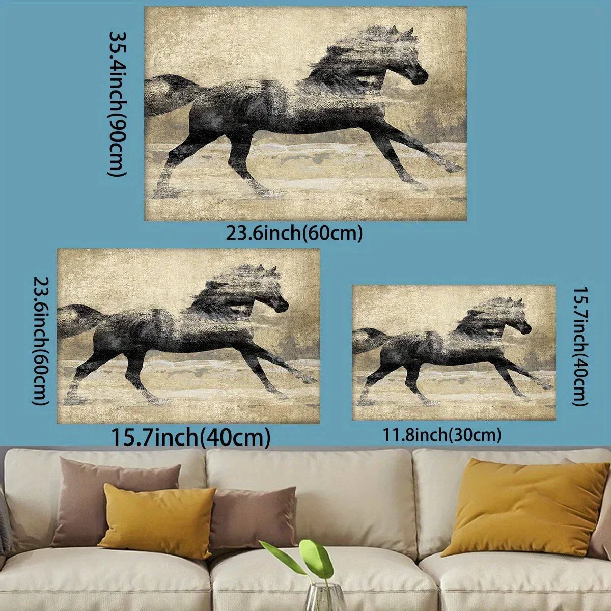 Canvas Art - Galloping Horse Wooden Large