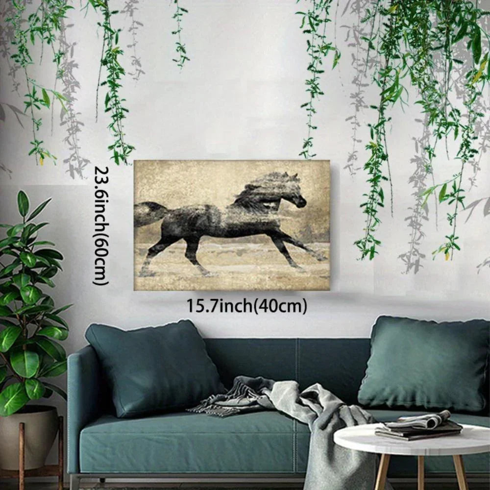 Canvas Art - Galloping Horse Wooden Large