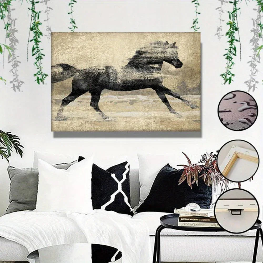 Canvas Art - Galloping Horse Wooden Large