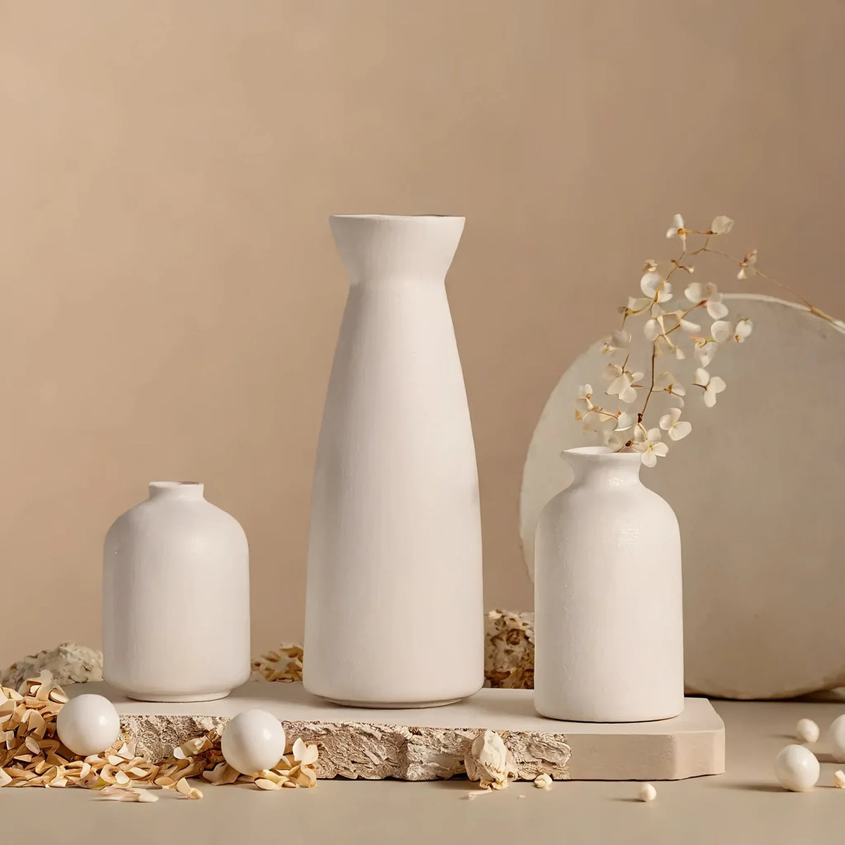 Ceramic Vase Set of 3 Modern Boho Style Vases — House of Avana, view 1 of 50
