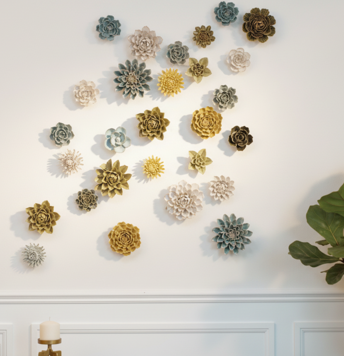 Ceramic Flower Wall Art Flower: Large Flower Green 6" - Source by Studio Skara, view 6