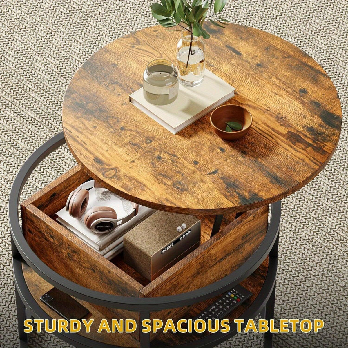Coffee Table - Adjustable Black 60cm — House of Avana, view 4 of 14