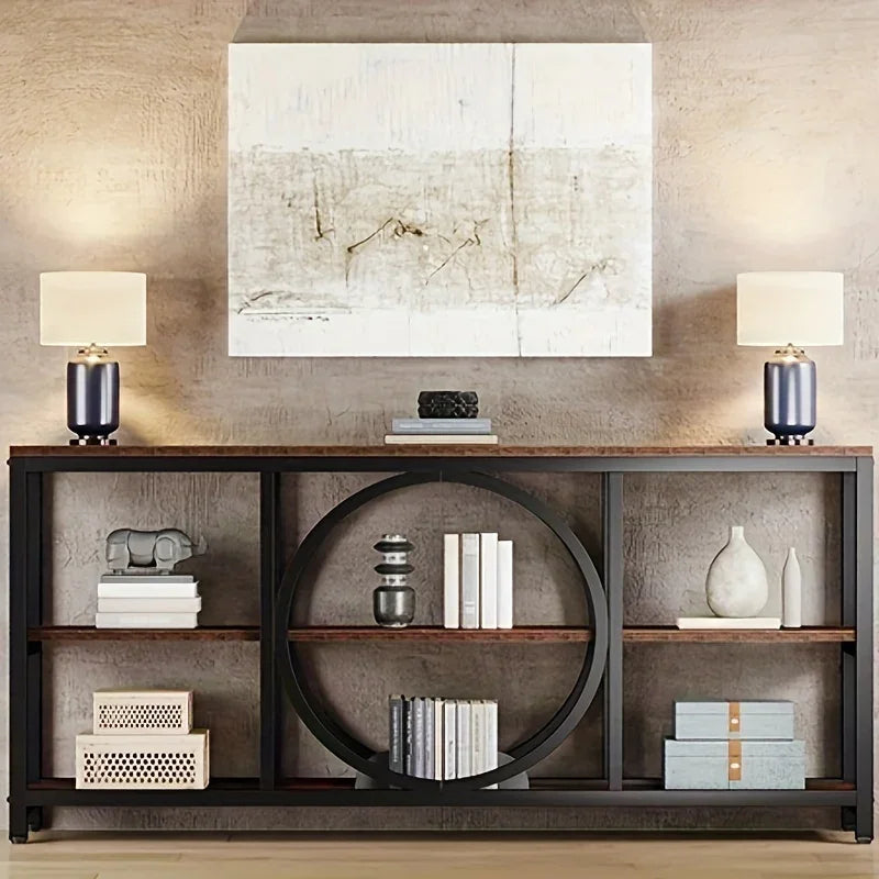 Console Table - 3 Tier Wood Metal Long — House of Avana, view 2 of 14