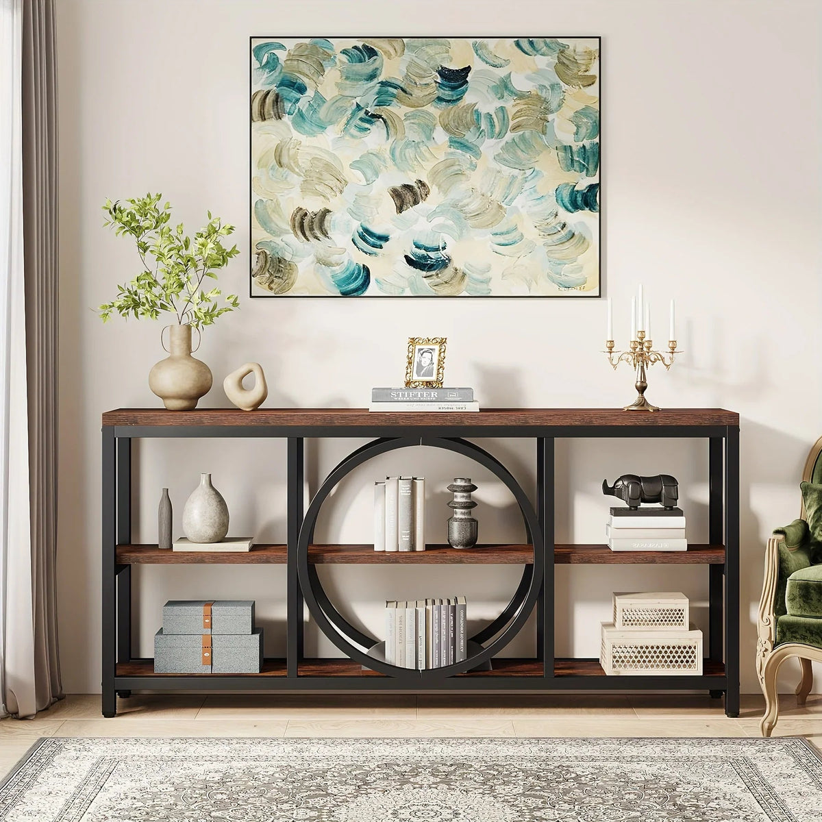 Console Table - 3 Tier Wood Metal Long — House of Avana, view 10 of 14