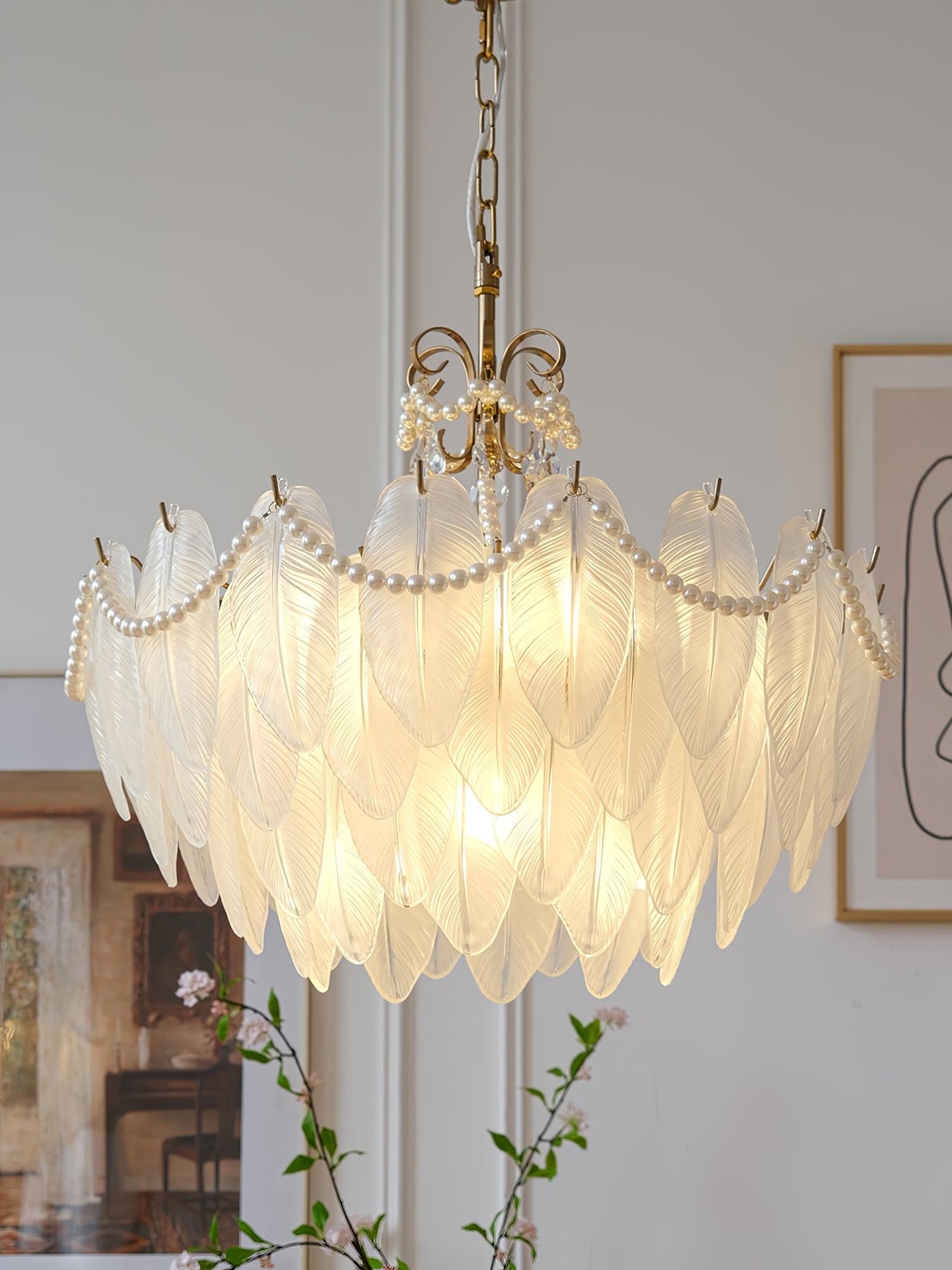 Contemporary Leaves Glass Chandelier