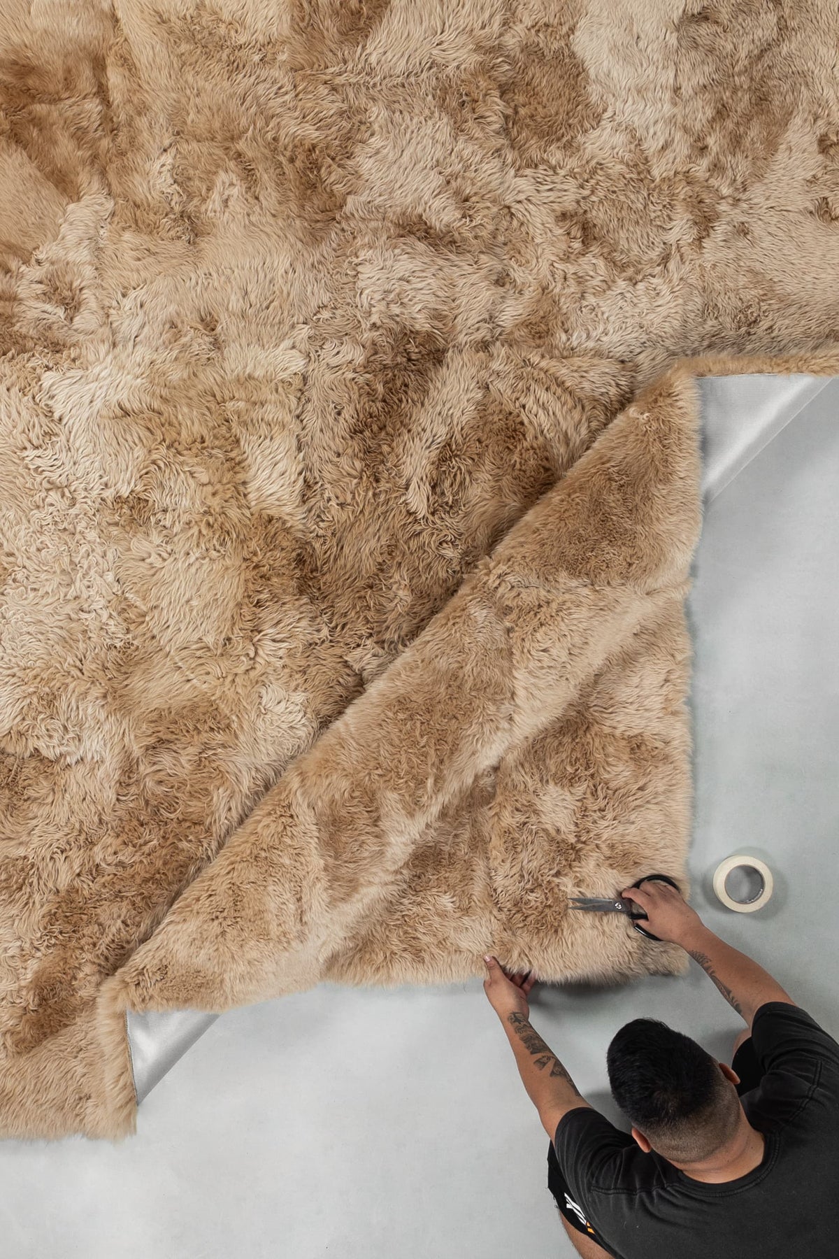 LONG HAIR - Beige Camel Sheepskin Rug - Homelosophy, view 4