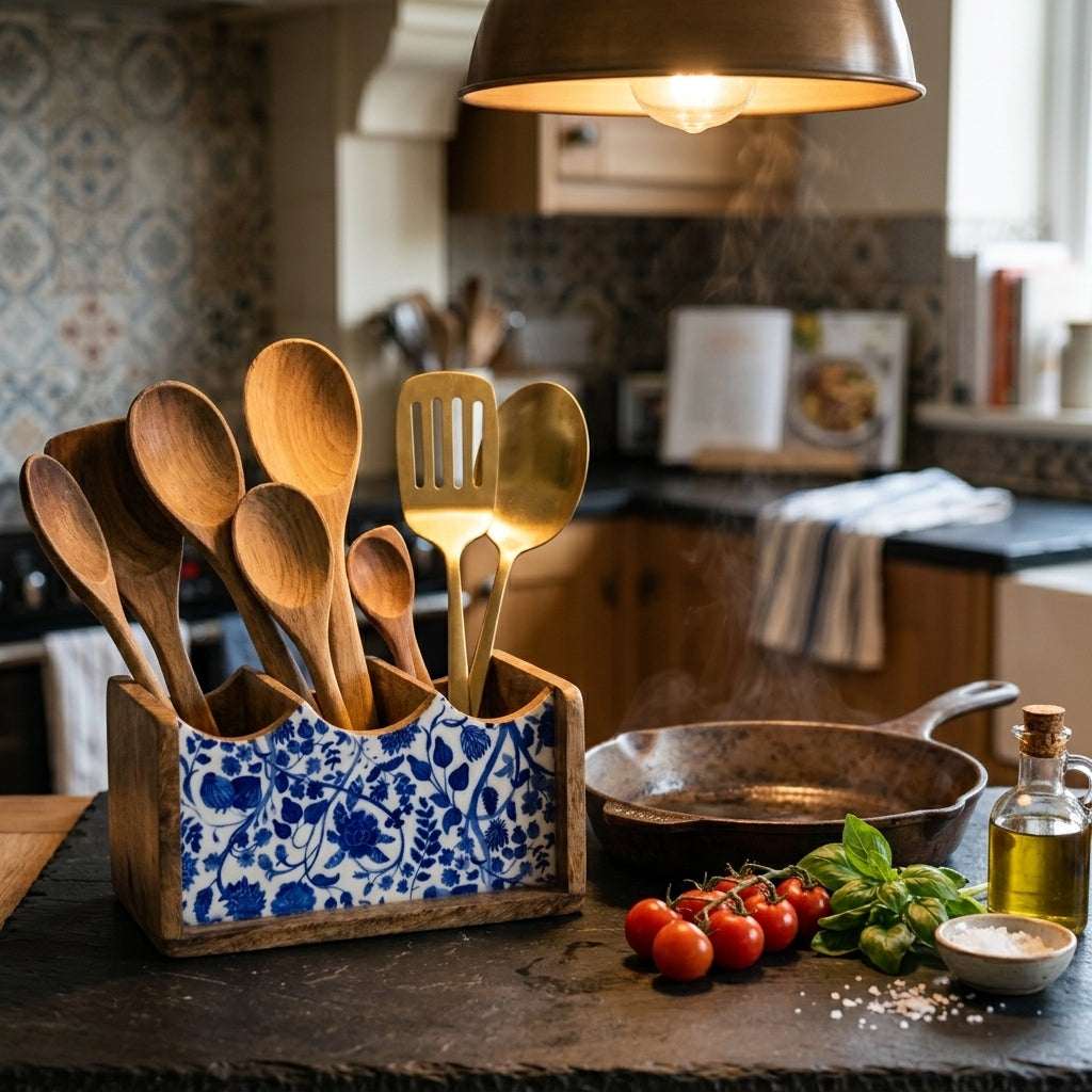 Mango Wood Cutlery Stand — House of Avana, view 2 of 9