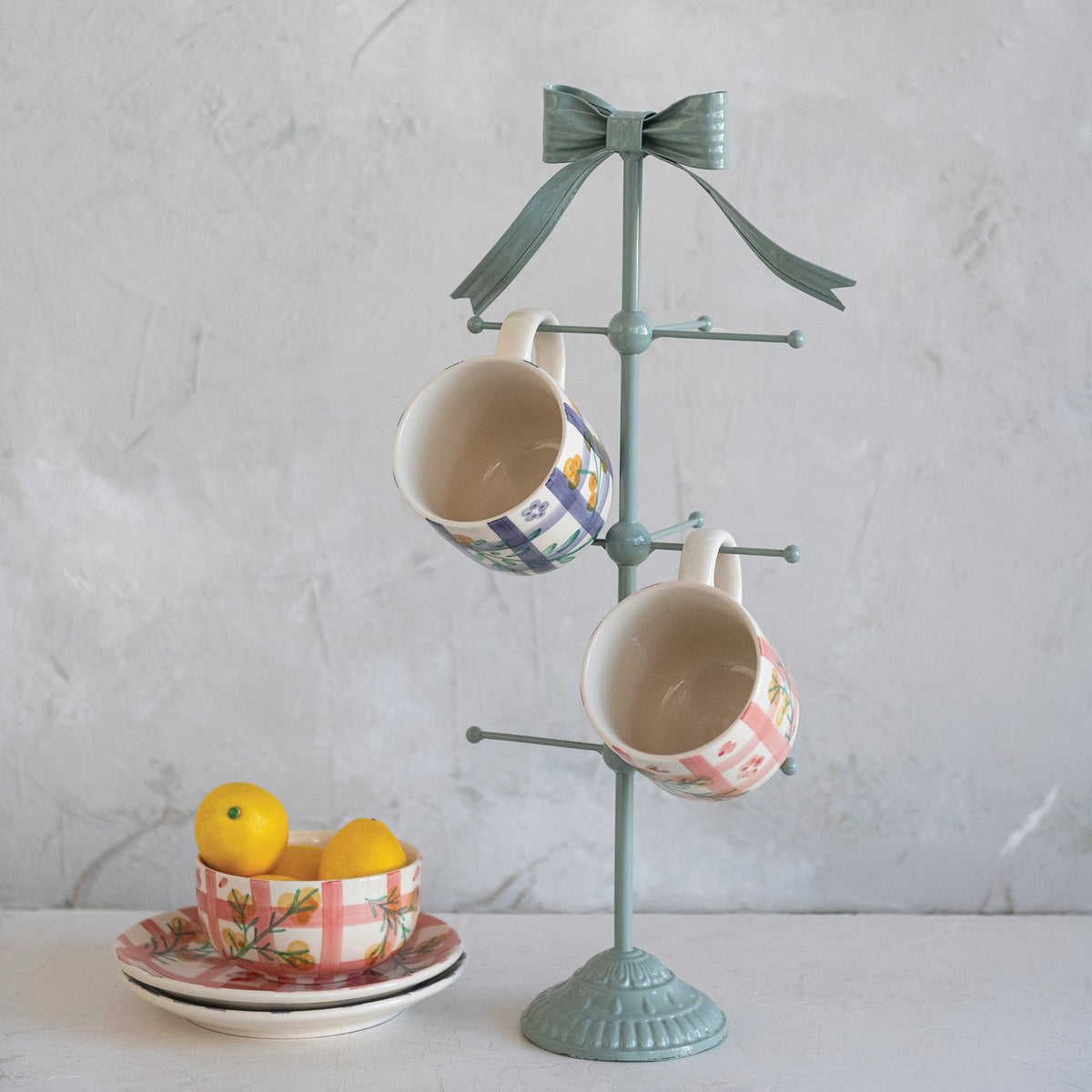 Hand-Painted Grid Botanical Ceramic Mug by Rust & Cinder – view 2