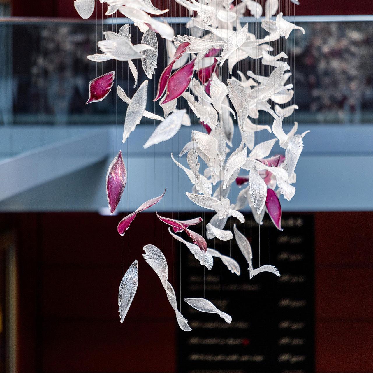 DIY Flying Glass Feather Chandelier