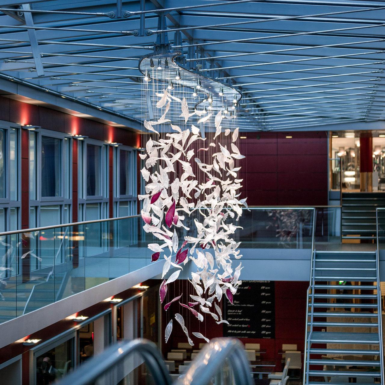 DIY Flying Glass Feather Chandelier