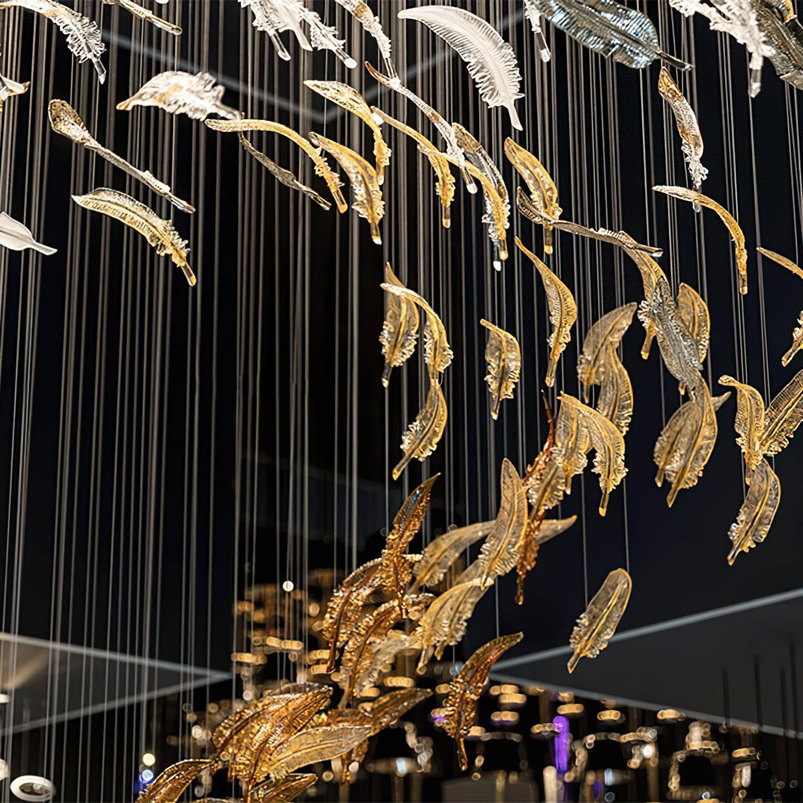 DIY Glass Feathers Chandelier
