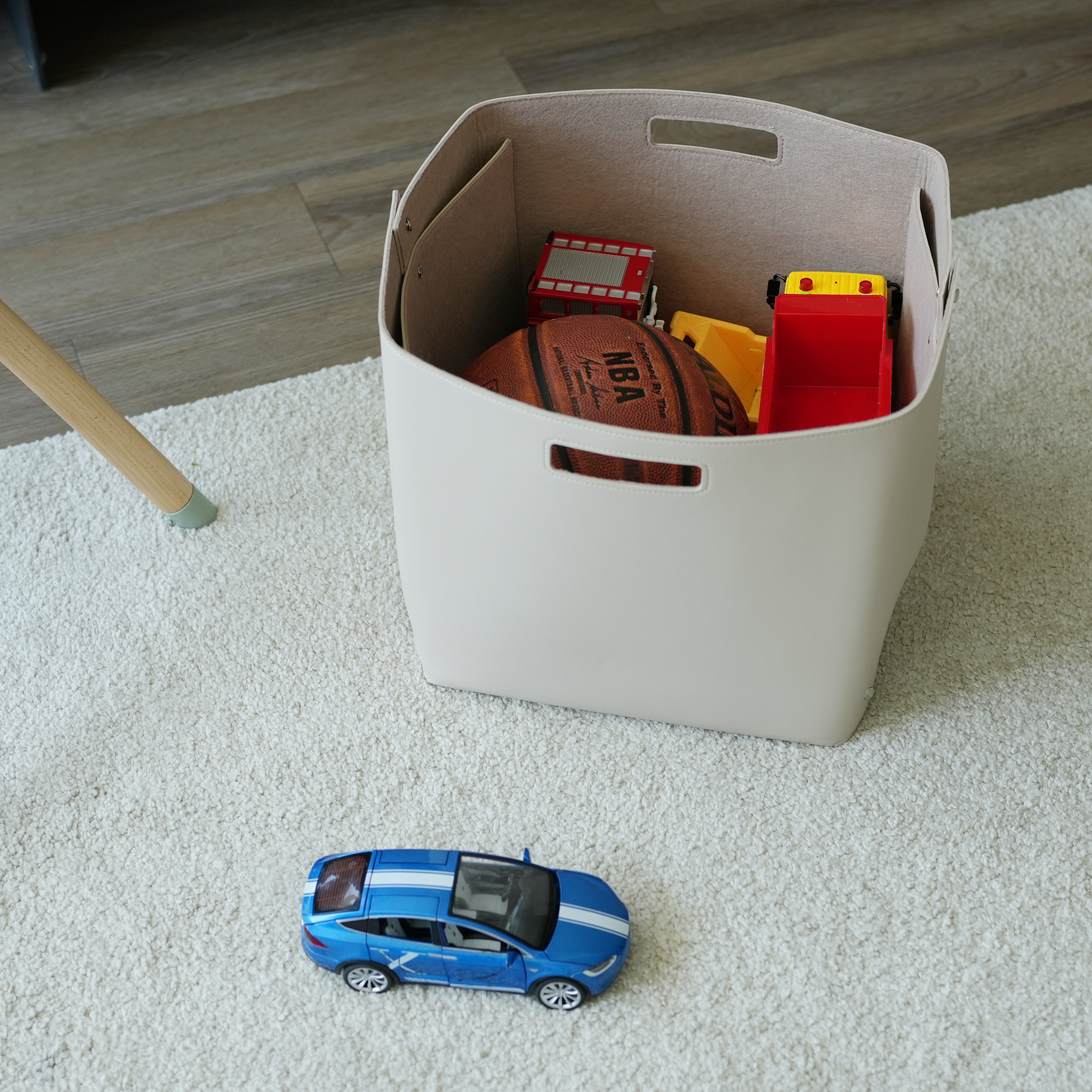 Set of 2 Oatmeal Beige Cube Storage Bins