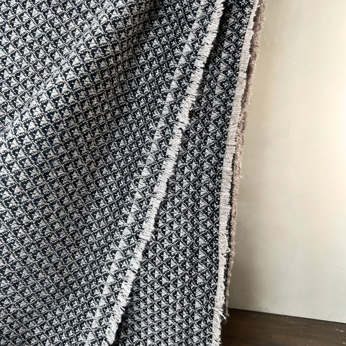 Dhanvi Patterned Cashmere Blanket - Charcoal - Source by Studio Skara, view 2