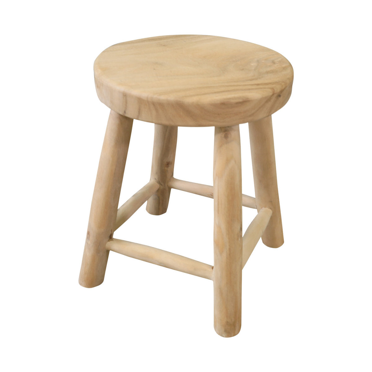 Round Teakwood Branch Stool