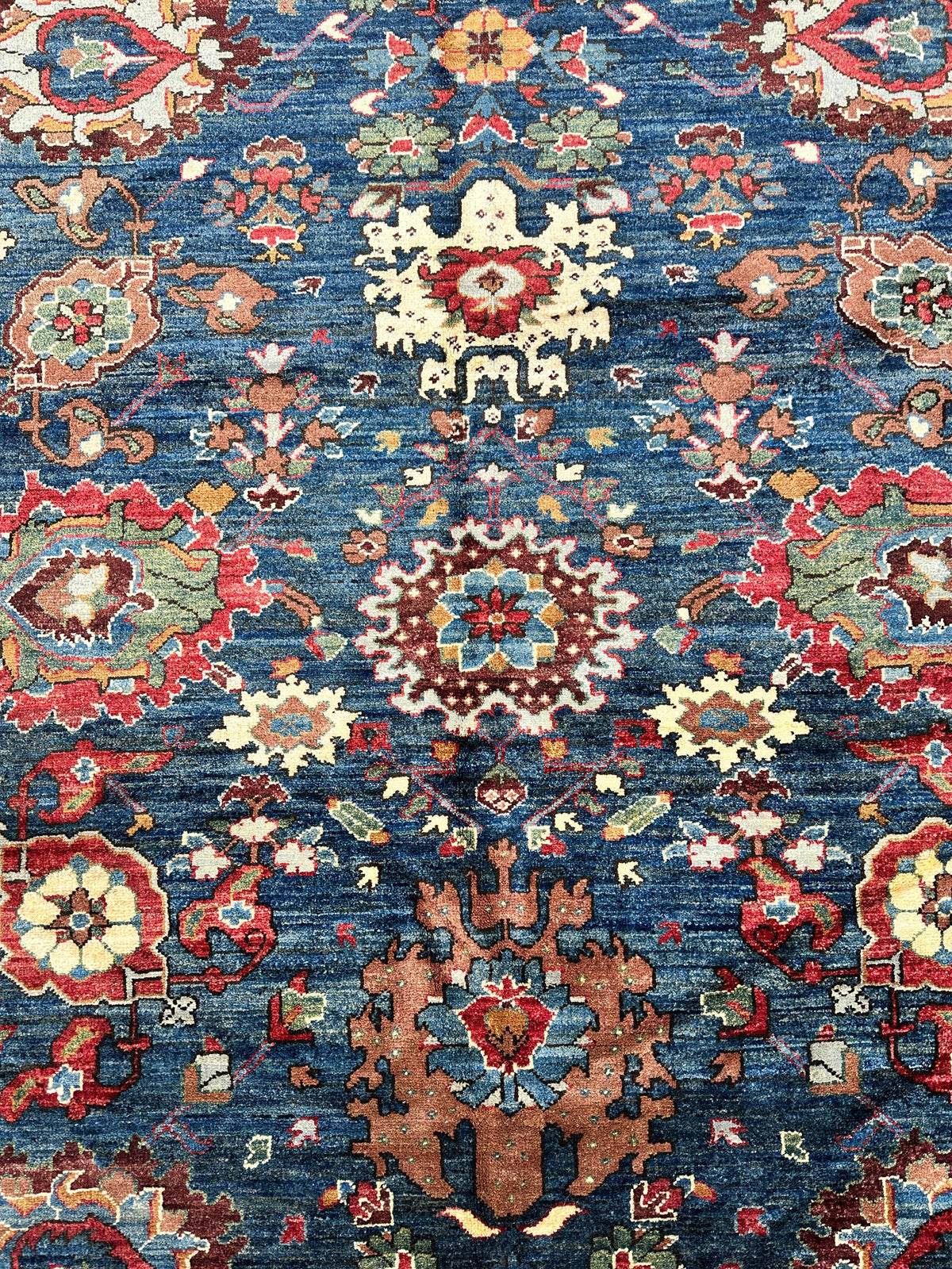Afghan Serapi Rug 8x10 | Blue, Red & Ivory | Hand-Knotted Wool - Rugistan, view 13