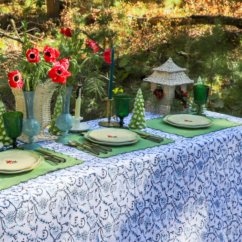 100% Organic Cotton - Eleanor Royal Blue Tablecloth