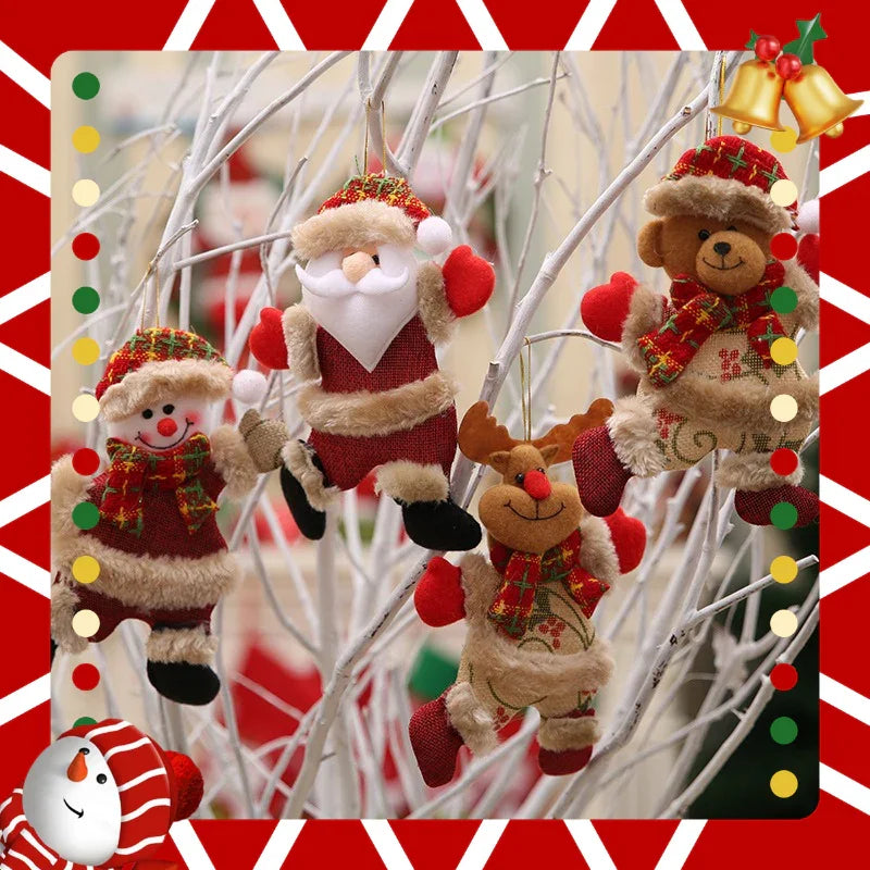 Fabric Christmas Ornaments, Dancing Snowman Deer Bear Tree Decorations