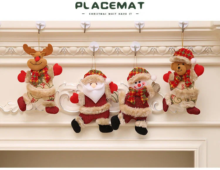 Fabric Christmas Ornaments, Dancing Snowman Deer Bear Tree Decorations