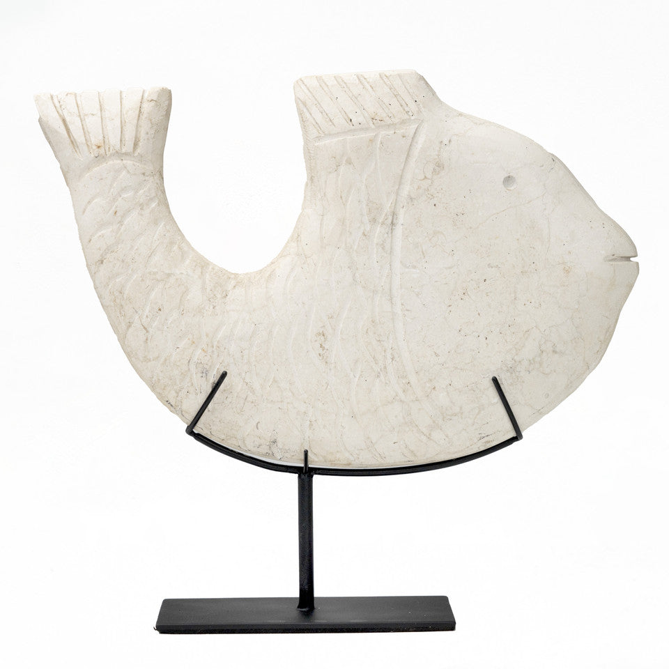 Stone Fish Sculpture With Stand