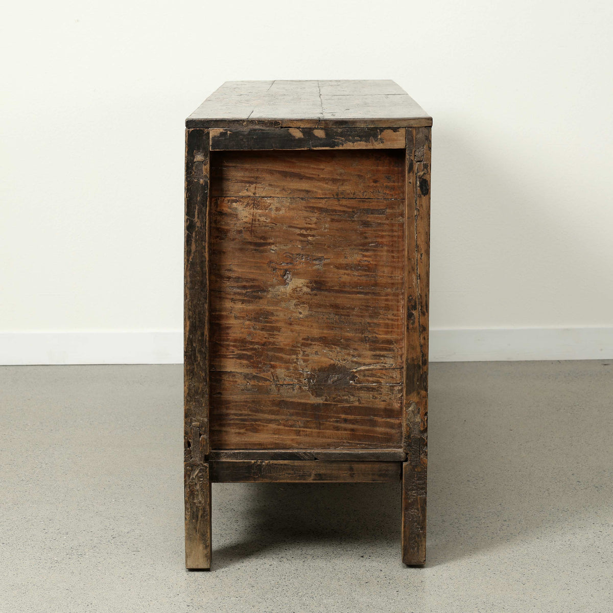 Antique sideboard with 2 doors 63.4x17.7x33.5H original polychromy