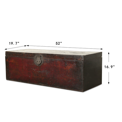 Vintage Storage Trunk Coffee Table with Original Polychromy and Lacquer 52x19.7x16.9H image 2