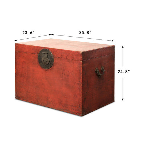 Vintage Storage Trunk Coffee Table with Original Lacquer and Brass 35.8x23.6x24.8H Elmwood image 2