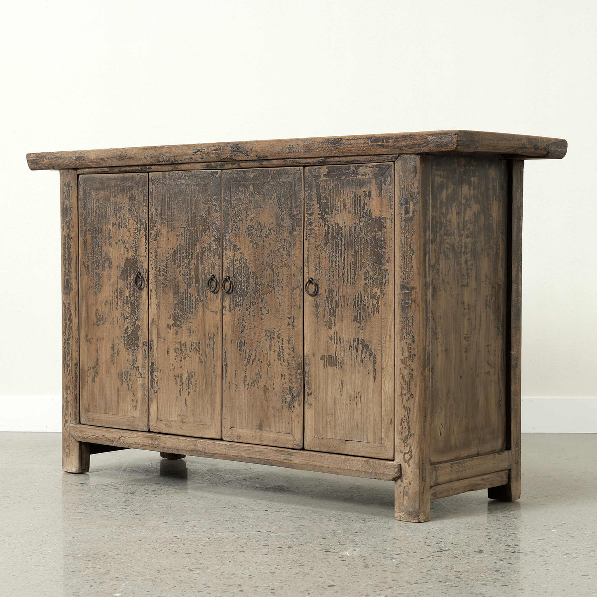 Vintage Sideboard with 4 Doors Distressed Black 57.5"x18.1"x34.6"H