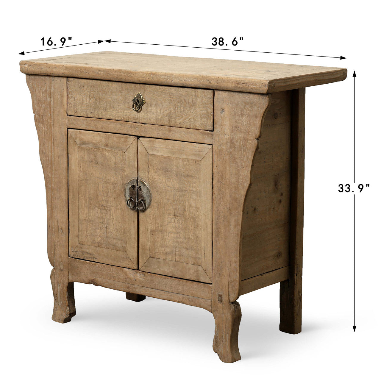 Antique Entrance Cabinet Weathered Natural 38.6"x16.9"x33.9"H Walnut Wood